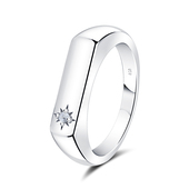 Plain Shape with CZ Stone Silver Ring NSR-4038